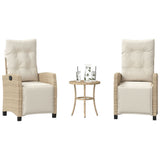 Vidaxl 3-delige bistroset met kussens poly rattan beige