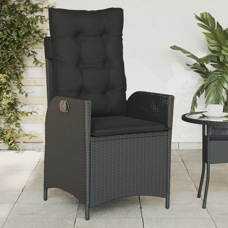 Vidaxl tuinstoel verstelbaar met kussens poly rattan zwart