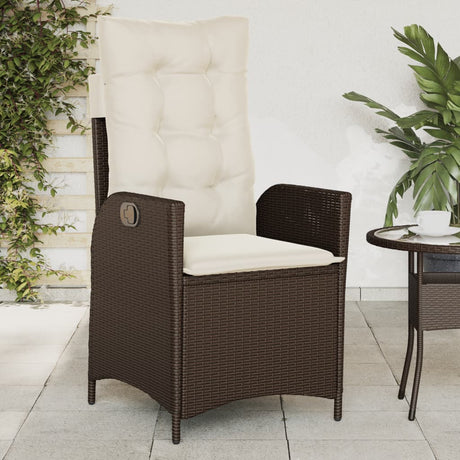 Vidaxl tuinstoel verstelbaar met kussens poly rattan bruin