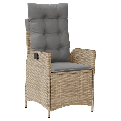 Vidaxl tuinstoel verstelbaar met kussens poly rattan gemengd beige