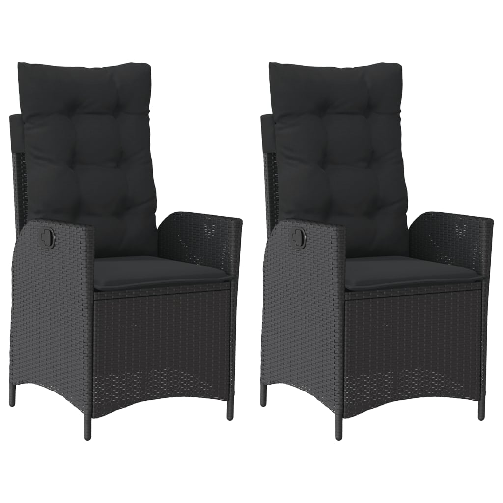 Vidaxl tuinstoelen 2 st verstelbaar met kussens poly rattan zwart