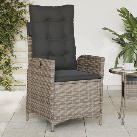 Vidaxl tuinstoelen 2 st verstelbaar met kussens poly rattan grijs