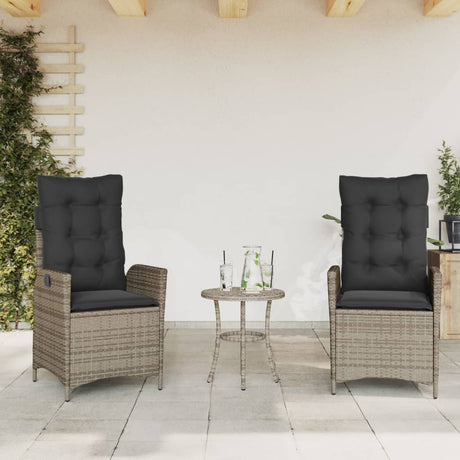 Vidaxl tuinstoelen 2 st verstelbaar met kussens poly rattan grijs