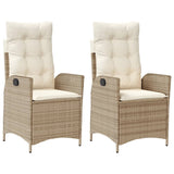 Vidaxl tuinstoelen 2 st verstelbaar met kussens poly rattan beige