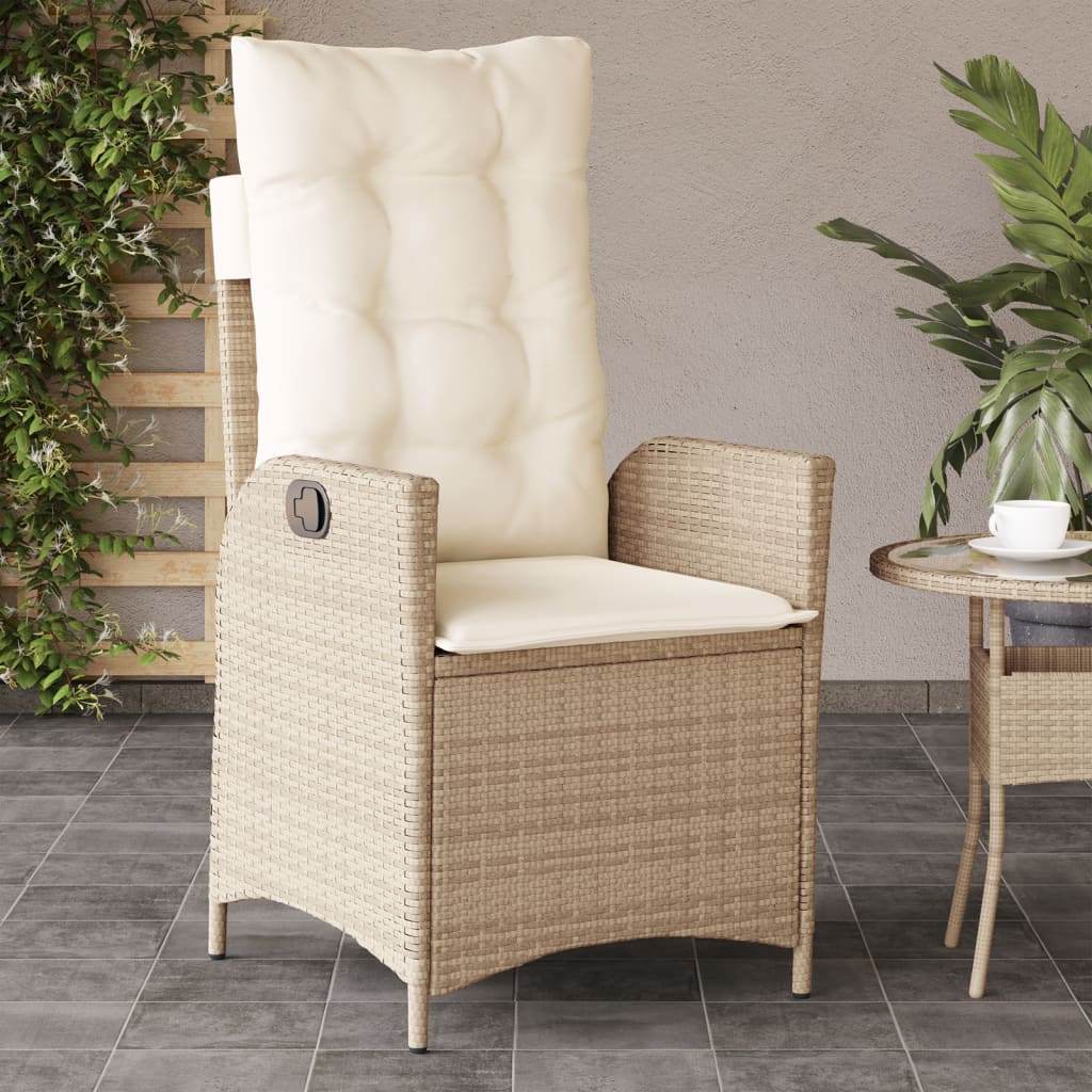 Vidaxl tuinstoelen 2 st verstelbaar met kussens poly rattan beige