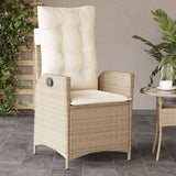 Vidaxl tuinstoelen 2 st verstelbaar met kussens poly rattan beige