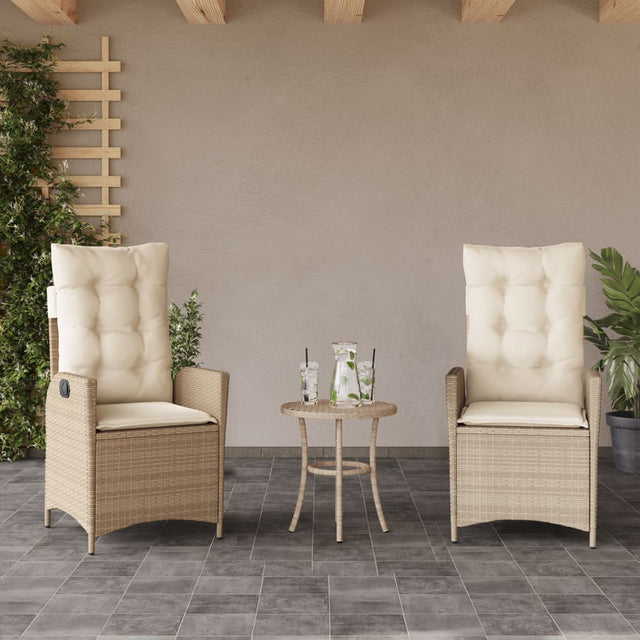 Vidaxl tuinstoelen 2 st verstelbaar met kussens poly rattan beige