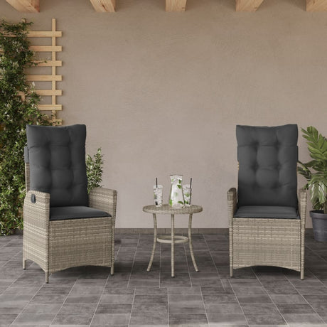 Vidaxl tuinstoelen 2 st verstelbaar met kussens poly rattan lichtgrijs