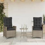 Vidaxl 3-delige bistroset met kussens poly rattan grijs