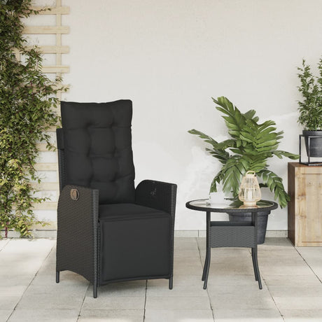 Vidaxl tuinstoel verstelbaar met voetensteun poly rattan zwart