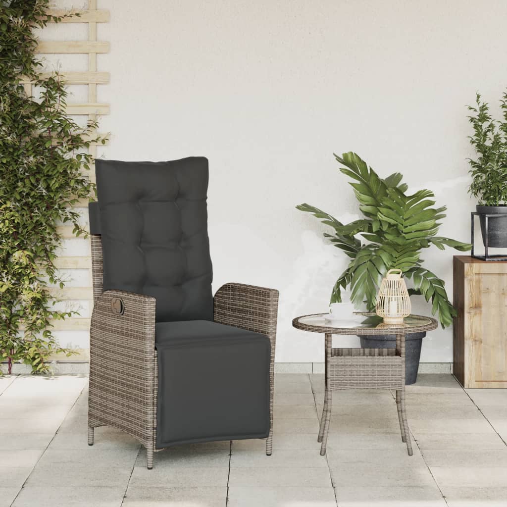 Vidaxl tuinstoel verstelbaar met voetensteun poly rattan grijs
