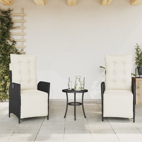 Vidaxl tuinstoelen 2 st verstelbaar met voetensteun poly rattan zwart