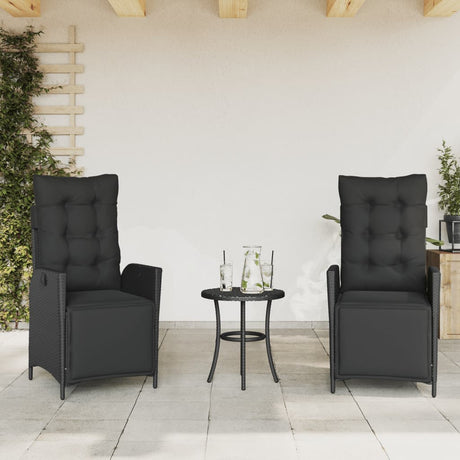 Vidaxl tuinstoelen 2 st verstelbaar met voetensteun poly rattan zwart