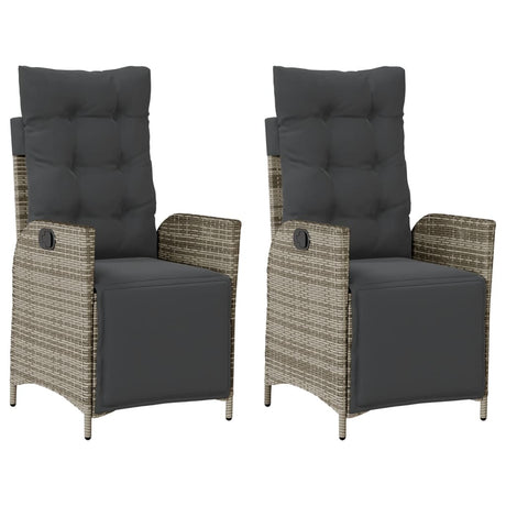 Vidaxl tuinstoelen 2 st verstelbaar met voetensteun poly rattan grijs