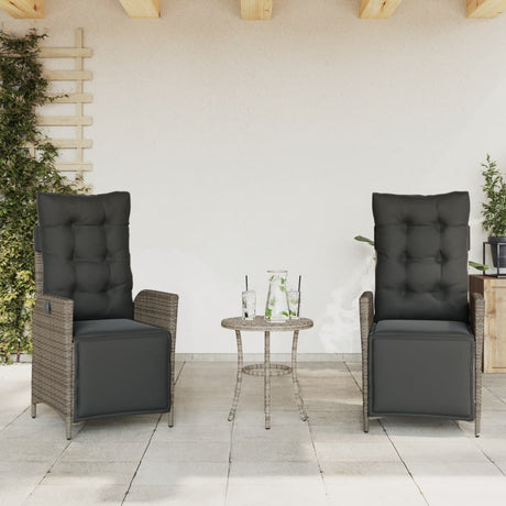 Vidaxl tuinstoelen 2 st verstelbaar met voetensteun poly rattan grijs