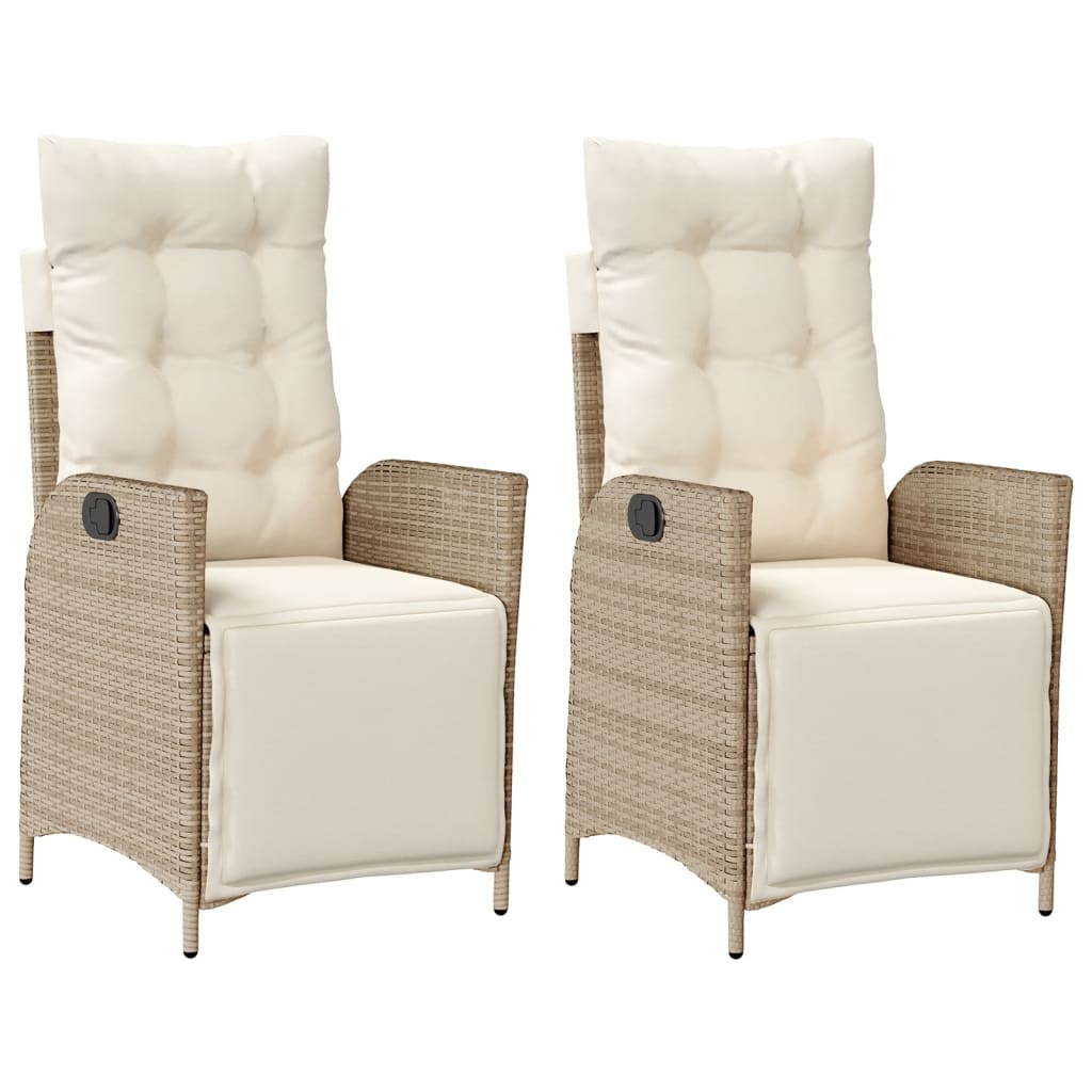 Vidaxl tuinstoelen 2 st verstelbaar met voetensteun poly rattan beige