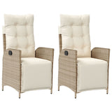 Vidaxl tuinstoelen 2 st verstelbaar met voetensteun poly rattan beige