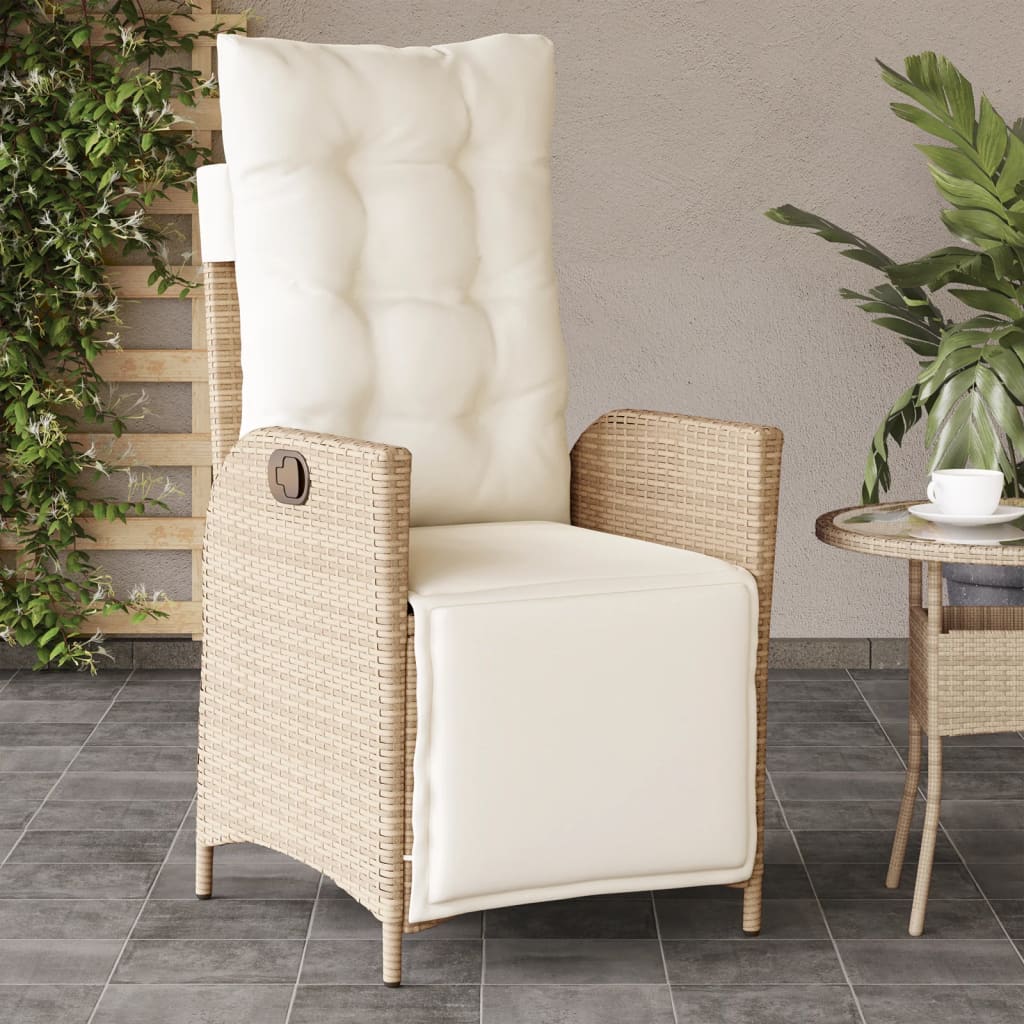 Vidaxl tuinstoelen 2 st verstelbaar met voetensteun poly rattan beige