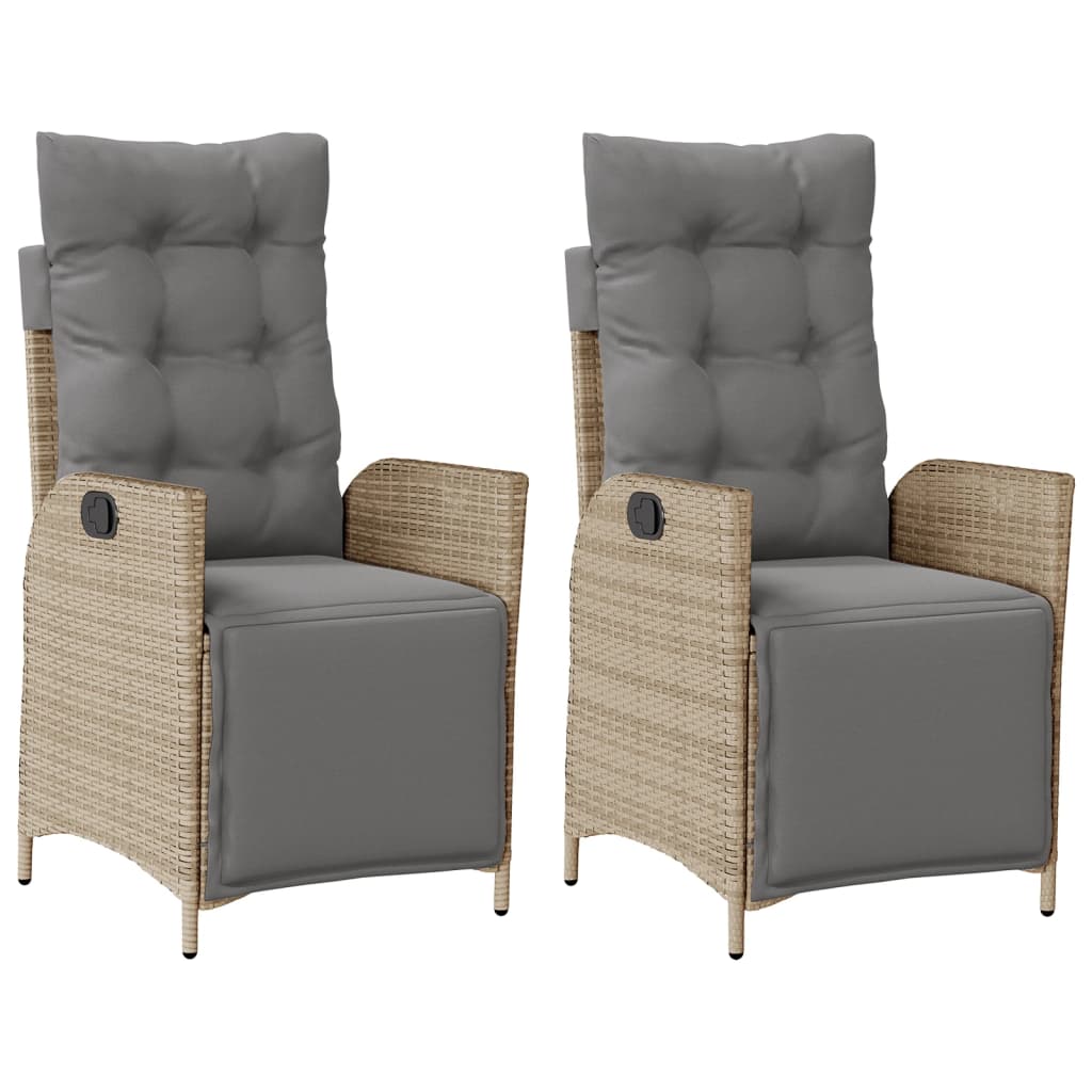 Vidaxl tuinstoelen 2 st verstelbaar voetensteun poly rattan beige mix