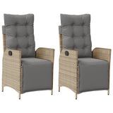 Vidaxl tuinstoelen 2 st verstelbaar voetensteun poly rattan beige mix