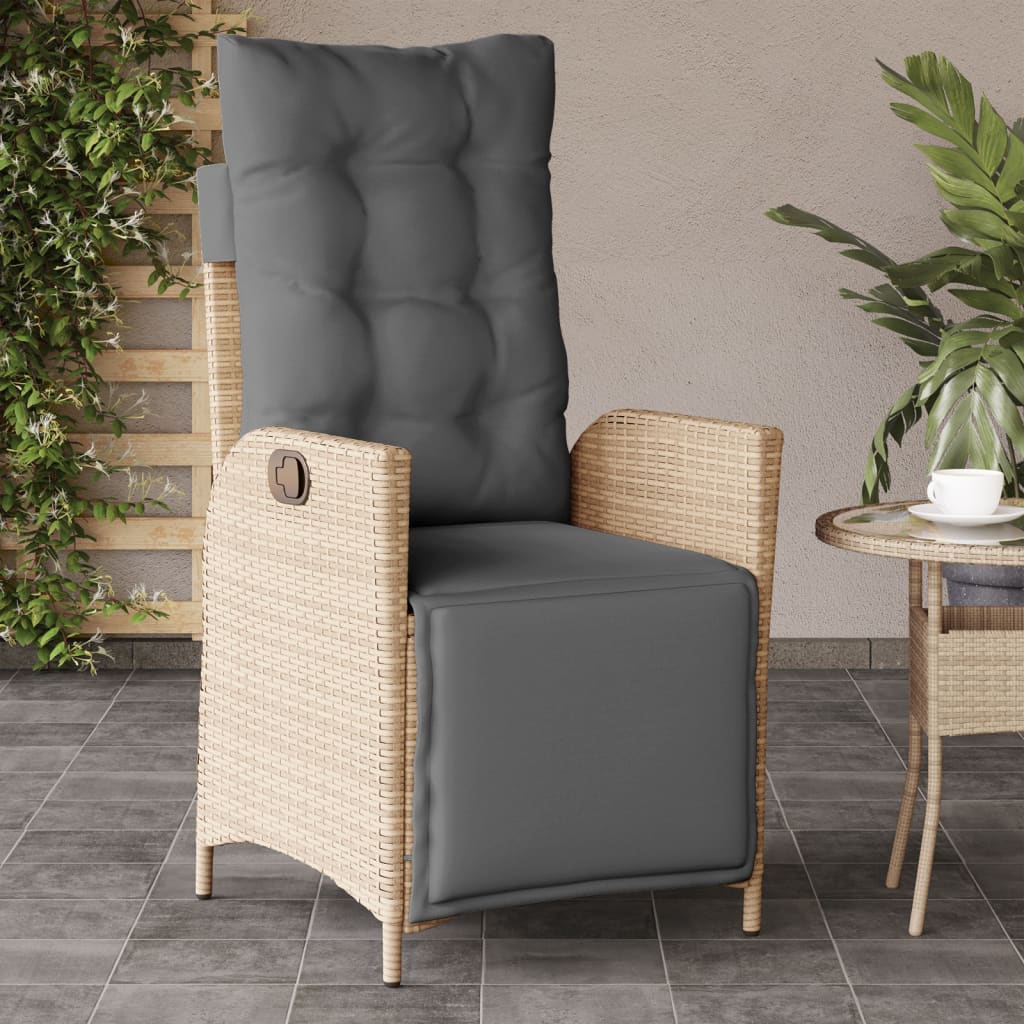 Vidaxl tuinstoelen 2 st verstelbaar voetensteun poly rattan beige mix