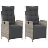 Vidaxl tuinstoelen 2 st verstelbaar voetensteun poly rattan lichtgrijs
