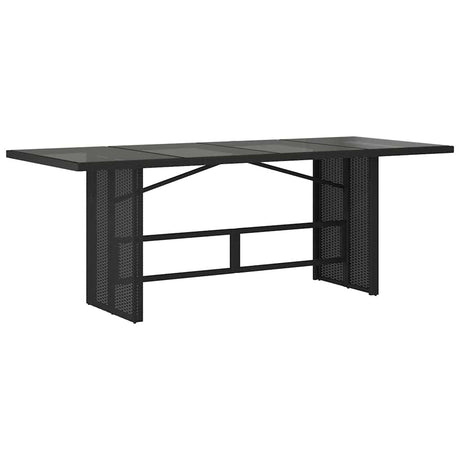 Vidaxl tuintafel met glazen blad 190x80x74 cm poly rattan zwart