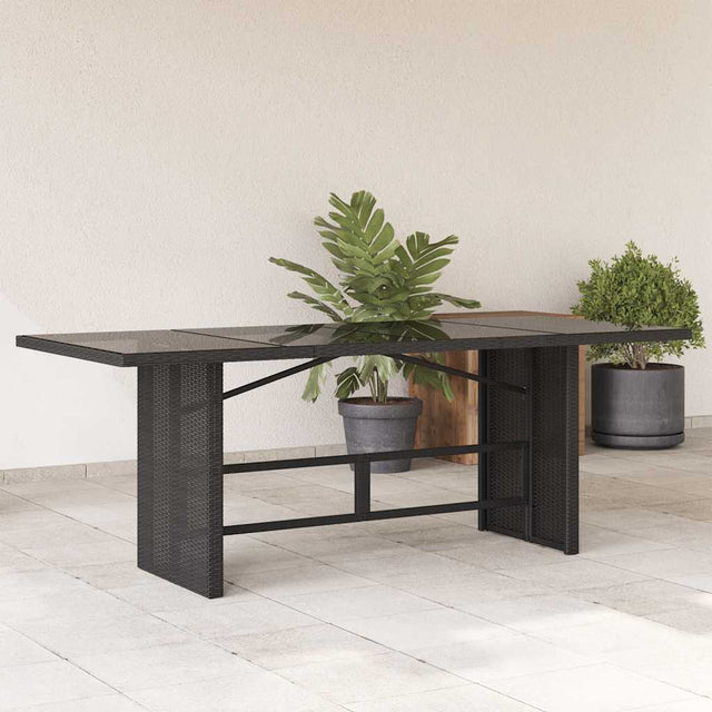 Vidaxl tuintafel met glazen blad 190x80x74 cm poly rattan zwart