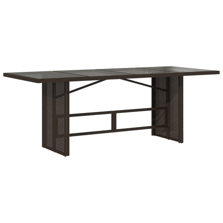 Vidaxl tuintafel met glazen blad 190x80x74 cm poly rattan bruin