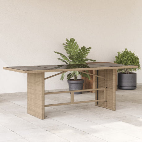 Vidaxl tuintafel met glazen blad 190x80x74 cm poly rattan beige