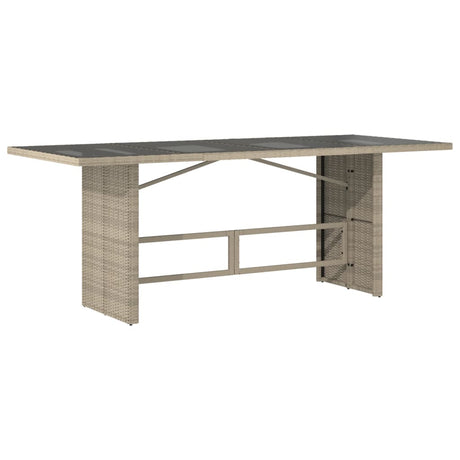 Vidaxl tuintafel met glazen blad 190x80x74 cm poly rattan lichtgrijs