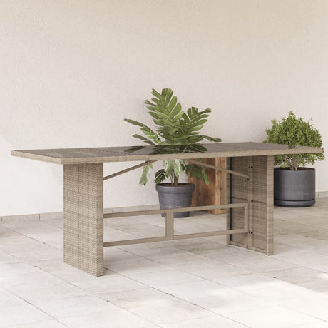 Vidaxl tuintafel met glazen blad 190x80x74 cm poly rattan lichtgrijs