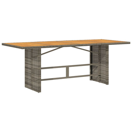 Vidaxl tuintafel met acaciahouten blad 190x80x74 cm poly rattan grijs