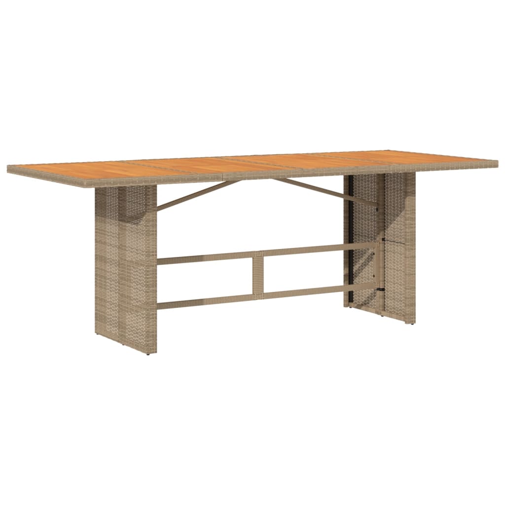 Vidaxl tuintafel met acaciahouten blad 190x80x74 cm poly rattan beige