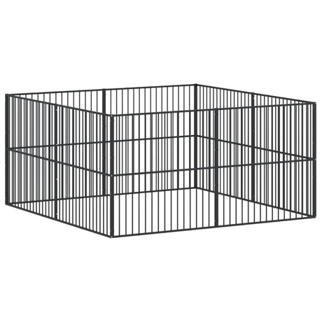 Vidaxl hondenkennel 8 panelen gepoedercoat staal zwart