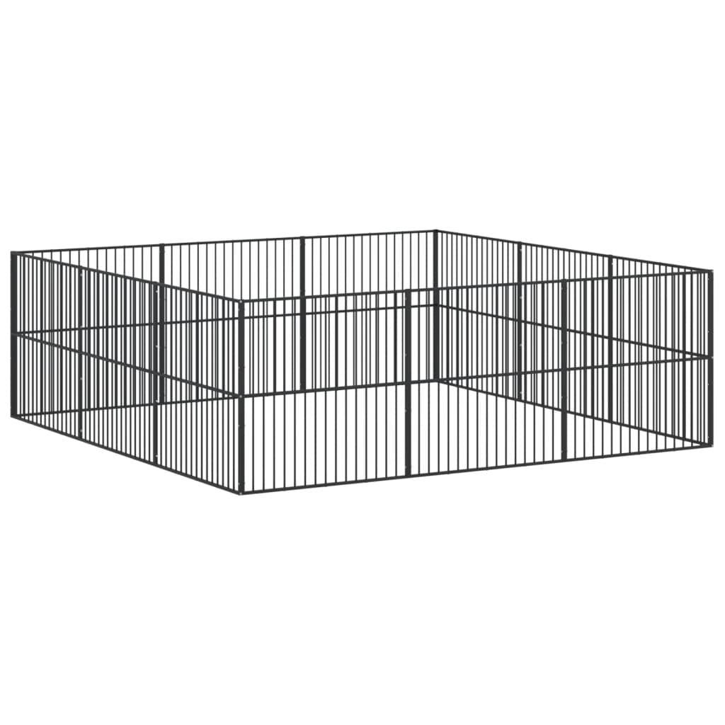 Vidaxl Dog Kennel 12 Paneler Powder -Coated Steel Black