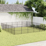 VidaXL Dog Kennel 20 panels powder -coated steel black