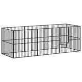 Vidaxl chien Kennel 8 panneaux Poudre - acier enfoncé noir