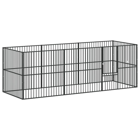 Vidaxl hondenkennel 8 panelen gepoedercoat staal zwart