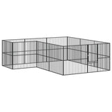 Vidaxl Dog Kennel 12 Paneler Powder -Coated Steel Black