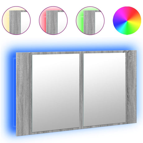 Vidaxl badkamerkast met spiegel en led 80x12x45 cm acryl grijs sonoma