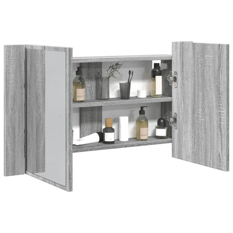 Vidaxl badkamerkast met spiegel en led 80x12x45 cm acryl grijs sonoma