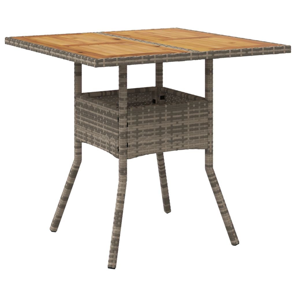 Vidaxl tuintafel met acaciahouten blad 80x80x75 cm poly rattan grijs