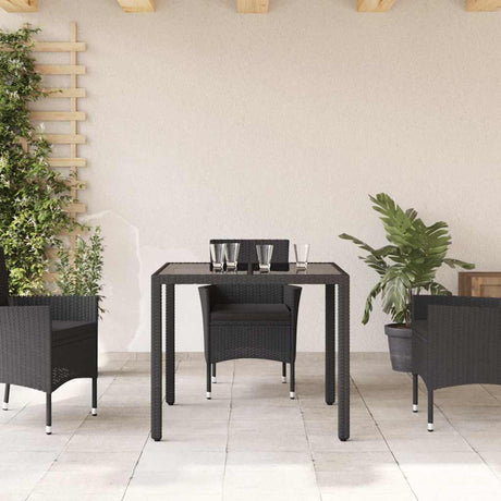 Vidaxl tuintafel met glazen blad 90x90x75 cm poly rattan