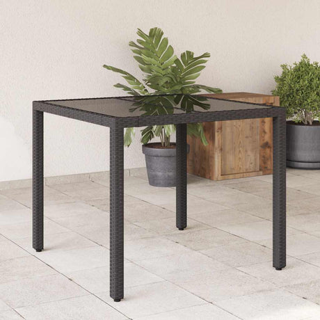 Vidaxl tuintafel met glazen blad 90x90x75 cm poly rattan