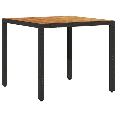 Vidaxl tuintafel met acaciahouten blad 90x90x75 cm poly rattan zwart