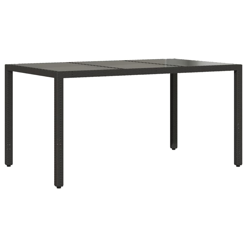 Vidaxl tuintafel met glazen blad 150x90x75 cm poly rattan zwart