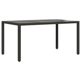 Vidaxl tuintafel met glazen blad 150x90x75 cm poly rattan zwart