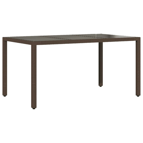Vidaxl tuintafel met glazen blad 150x90x75 cm poly rattan bruin
