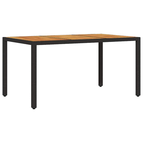 Vidaxl tuintafel met acaciahouten blad 150x90x75 cm poly rattan zwart
